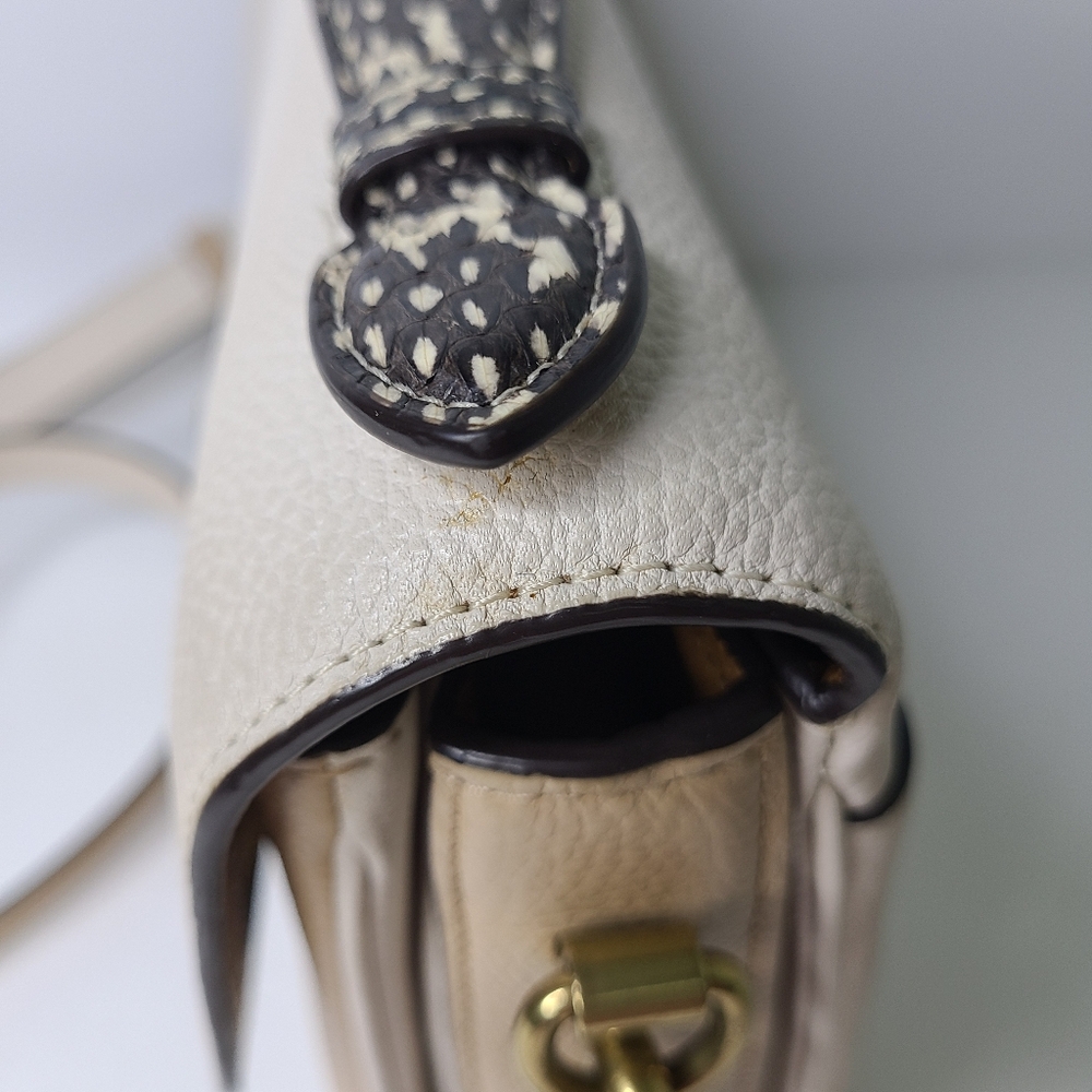 Coach Cassie Colorblock Tan Snakeskin Top  Handle Crossbody Bag - Picture 12 of 16